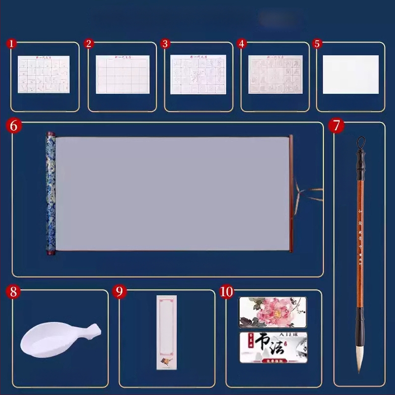 Tan yixuan Vandeninis rašymo audinys kaligrafijos ir teptuko praktikai, ryžių tinklelio dizainas, brokato dizainas, skalbiamas