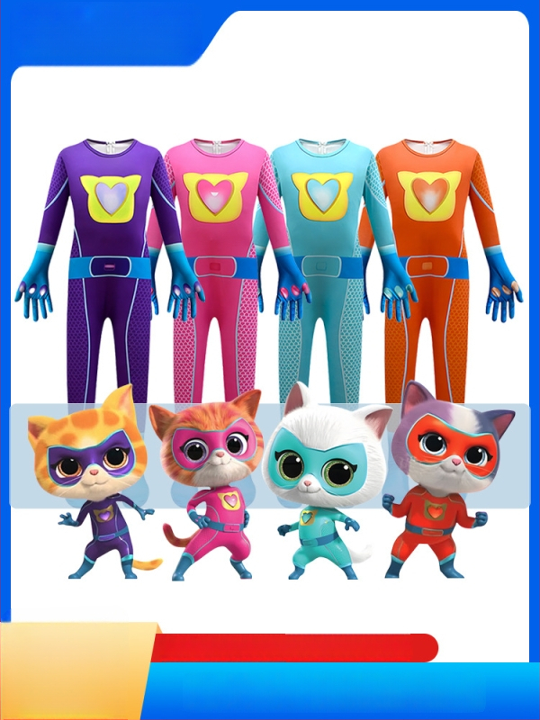 Cosplay katės bodis SuperKitties – universalus, Milk Silk audinys, poliesteris 70–80%, žaidimų ir anime vaidmenų žaidimams, 2024 m. pavasaris