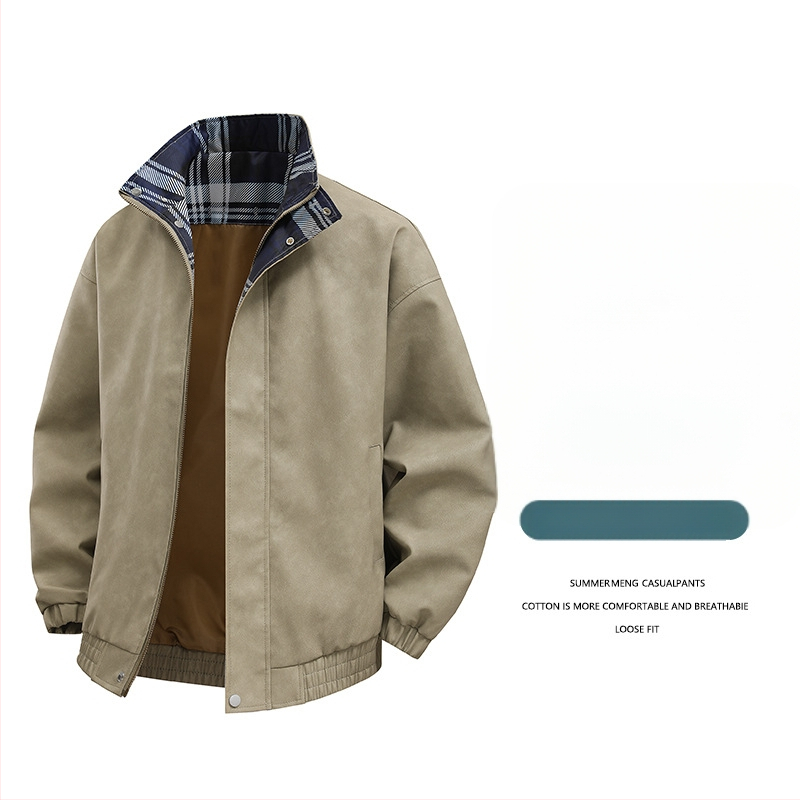 Vīriešu PU ādas jaka, brīvs piegriezums, V kakla izgriezums, divpusēja pogu aizdare, sānu kabatas