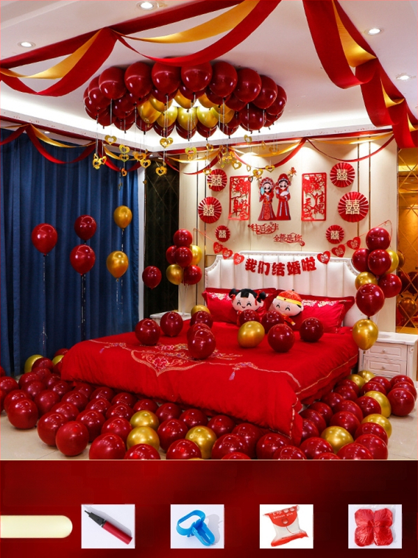 Vestuvių kambario dekoravimo komplektas — nepluoštinis audinys; pakuotė kartonas; skirtas vestuvėms; kategorija: Kitos vestuvinės prekės