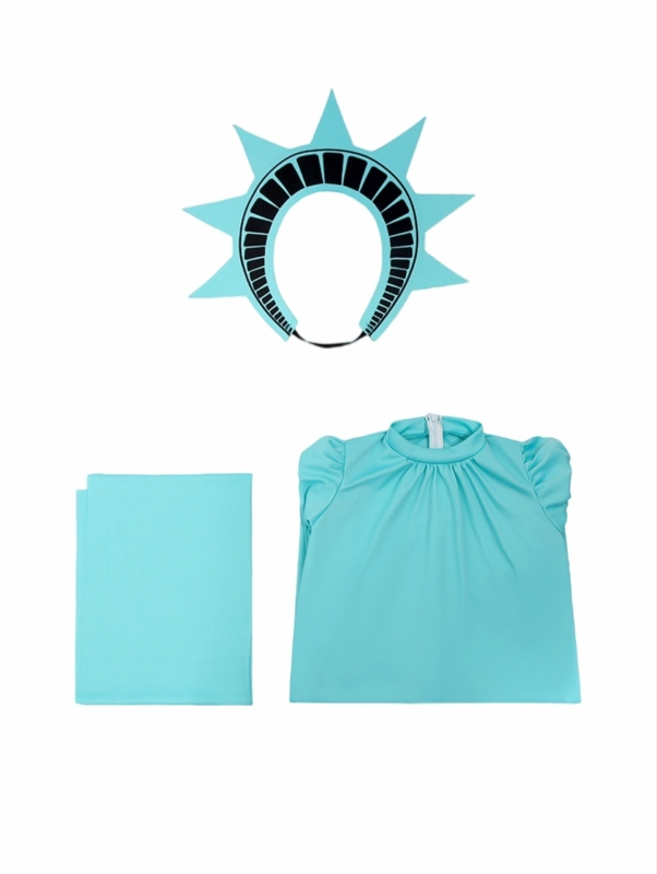 Vaikų scenos kostiumas įkvėptas Laisvės statulos – poliesterio medžiaga, 95% poliesterio sudėtis, unisex, ruduo 2025, tinka vaikams iki 17 metų