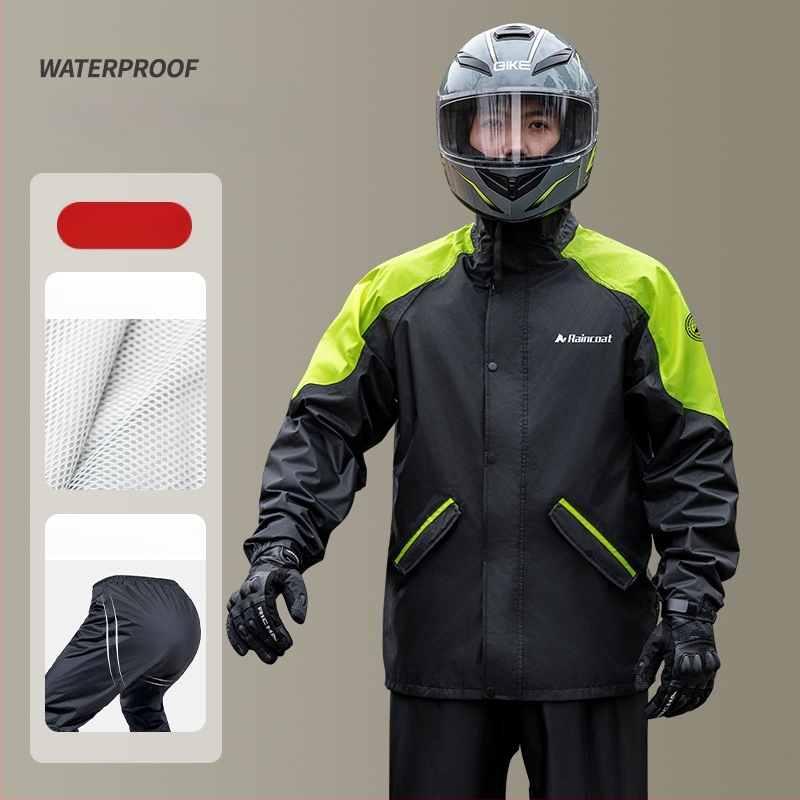 Dviračio lietaus pončas suaugusiems – polieserio spunn audinys 0,21 mm storis, PVC atsparus sluoksnis, universalus motorizuotam naudojimui