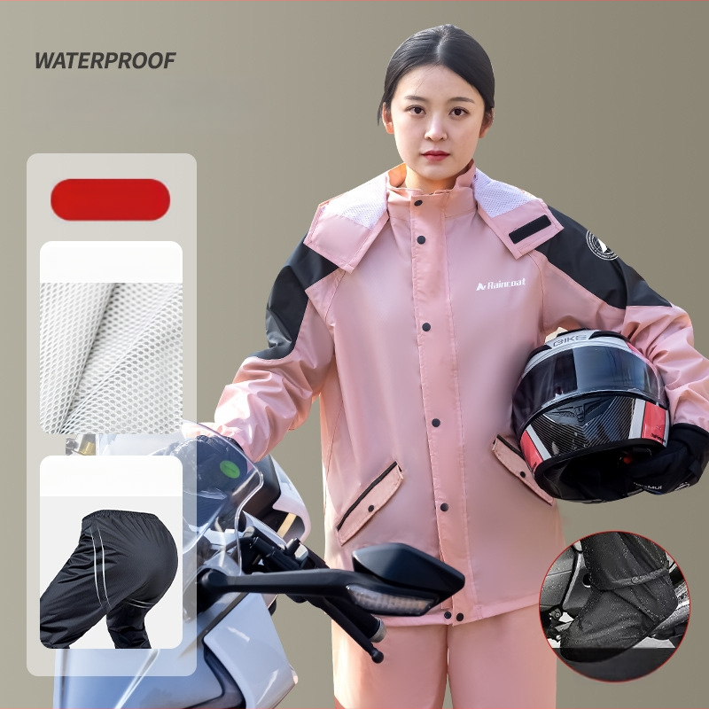 Dviračio lietaus pončas suaugusiems – polieserio spunn audinys 0,21 mm storis, PVC atsparus sluoksnis, universalus motorizuotam naudojimui