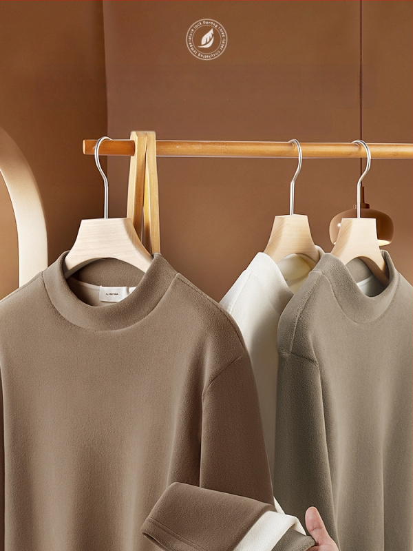 Vyrų storas flisi marškiniai su apvaliu kaklu, ilgos rankovės, 270 g, poliesterio-elastano mišinys 95,2%/4,8%