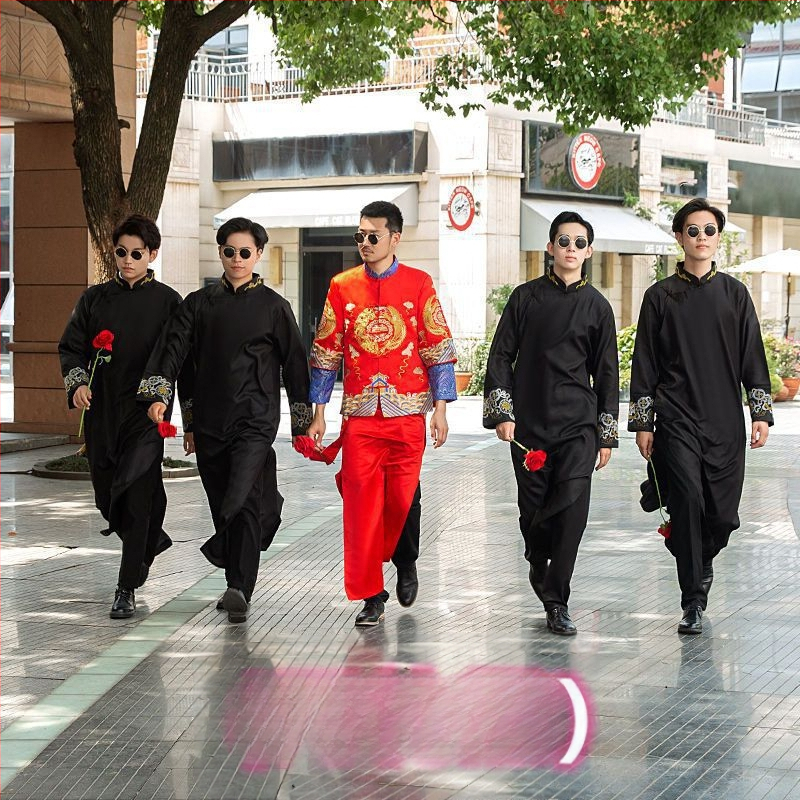 Meeste hiina stiili smokings Corduroy kangaga ja jänese karusnahk, talv 2024, mees