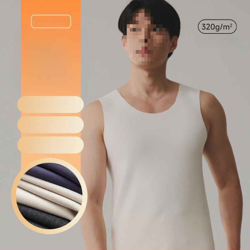 Vyrų šiluminė liemenė su Y forma, be siūlių, 100% medvilnė, savireguliuojantis vidinis sluoksnis, pavasaris 2024