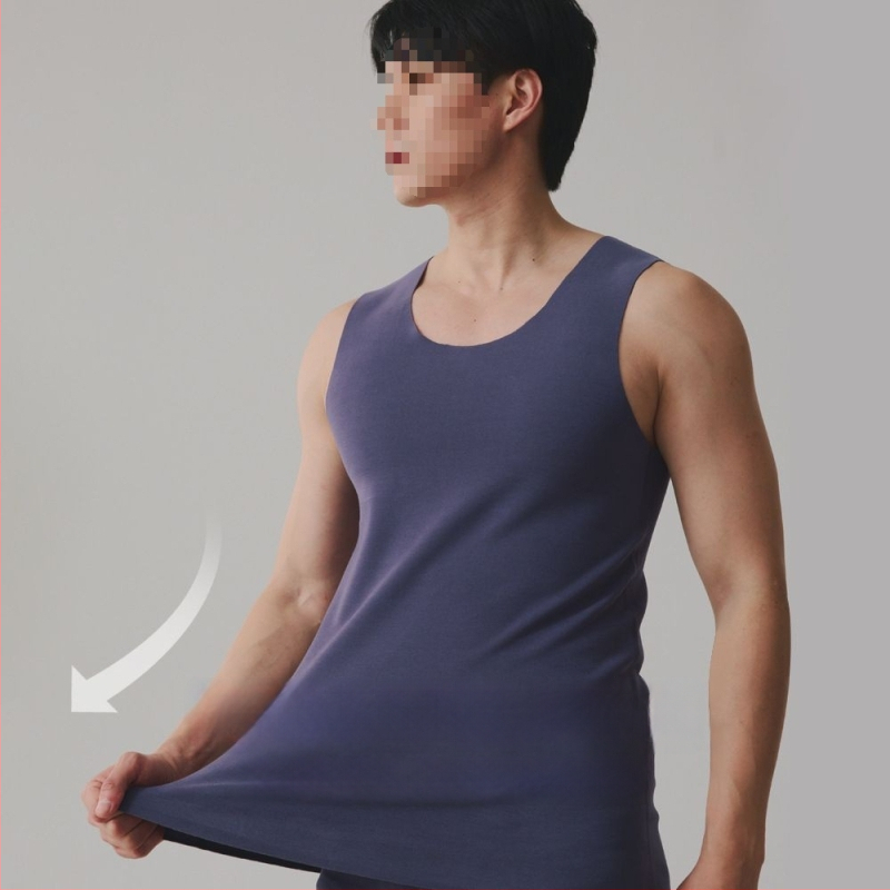 Vyrų šiluminė liemenė su Y forma, be siūlių, 100% medvilnė, savireguliuojantis vidinis sluoksnis, pavasaris 2024