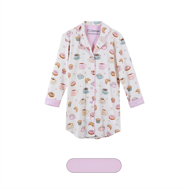 Medvilninis pūkuotas pižamų komplektas su apykakle tipo lapelis, ilgos rankovės, 181–200 g/m2, patogus namų drabužiai moterims, tinkamas žiemai, pavasariui, rudeniui