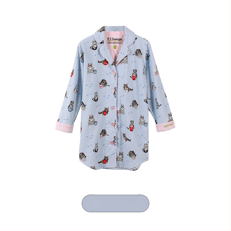 Medvilninis pūkuotas pižamų komplektas su apykakle tipo lapelis, ilgos rankovės, 181–200 g/m2, patogus namų drabužiai moterims, tinkamas žiemai, pavasariui, rudeniui