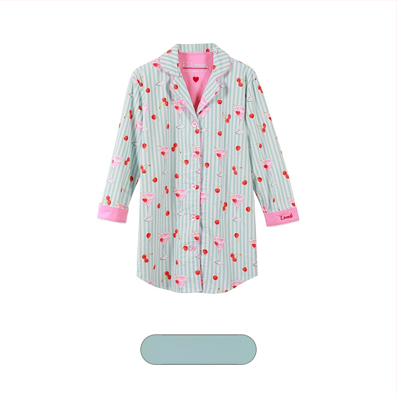 Medvilninis pūkuotas pižamų komplektas su apykakle tipo lapelis, ilgos rankovės, 181–200 g/m2, patogus namų drabužiai moterims, tinkamas žiemai, pavasariui, rudeniui