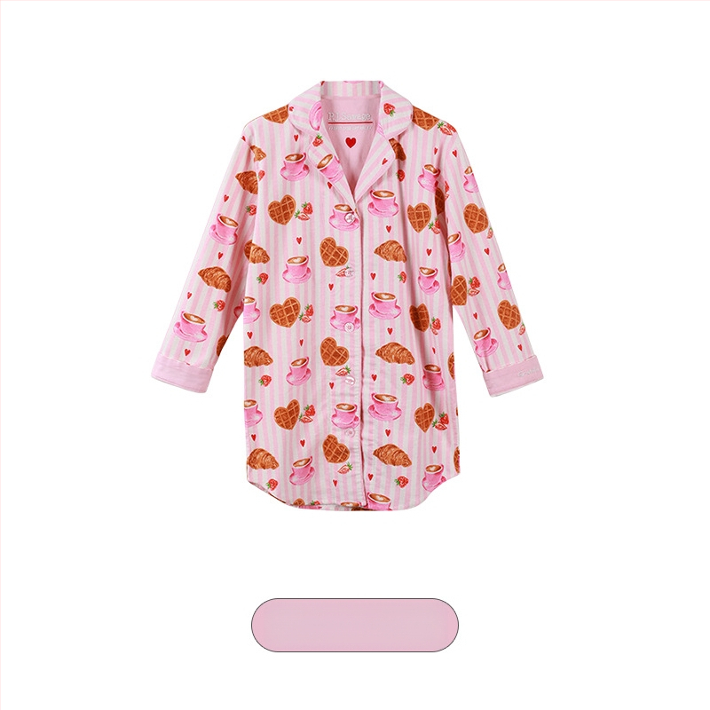 Medvilninis pūkuotas pižamų komplektas su apykakle tipo lapelis, ilgos rankovės, 181–200 g/m2, patogus namų drabužiai moterims, tinkamas žiemai, pavasariui, rudeniui