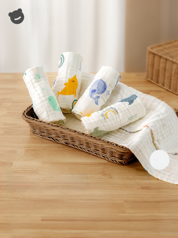 Belleptide medvilninis seilių rankšluostis kūdikiams, animaciniu raštu, tinkamas kūdikiams ir mažiems vaikams 0–3 metai