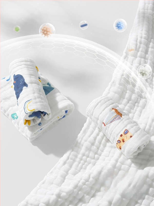 Belleptide medvilninis seilių rankšluostis kūdikiams, animaciniu raštu, tinkamas kūdikiams ir mažiems vaikams 0–3 metai