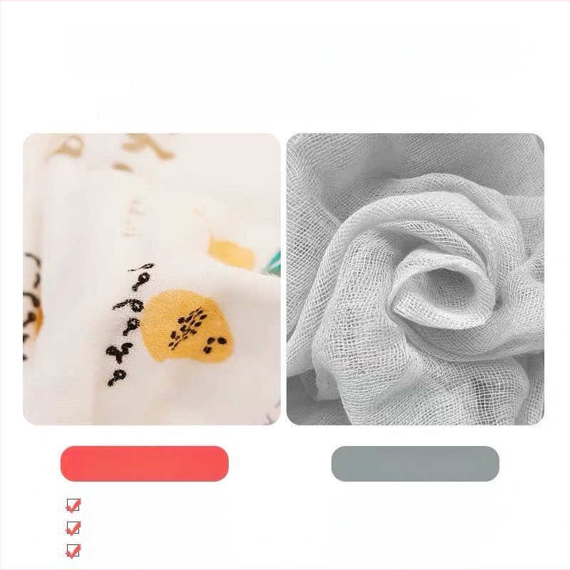 6 sluoksnių gaze kūdikių rankšluostis su spausdintu dizainu (40s siūlai, >500 g, Victoria Little Bee)