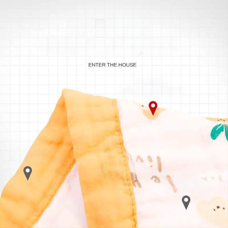 6 sluoksnių gaze kūdikių rankšluostis su spausdintu dizainu (40s siūlai, >500 g, Victoria Little Bee)