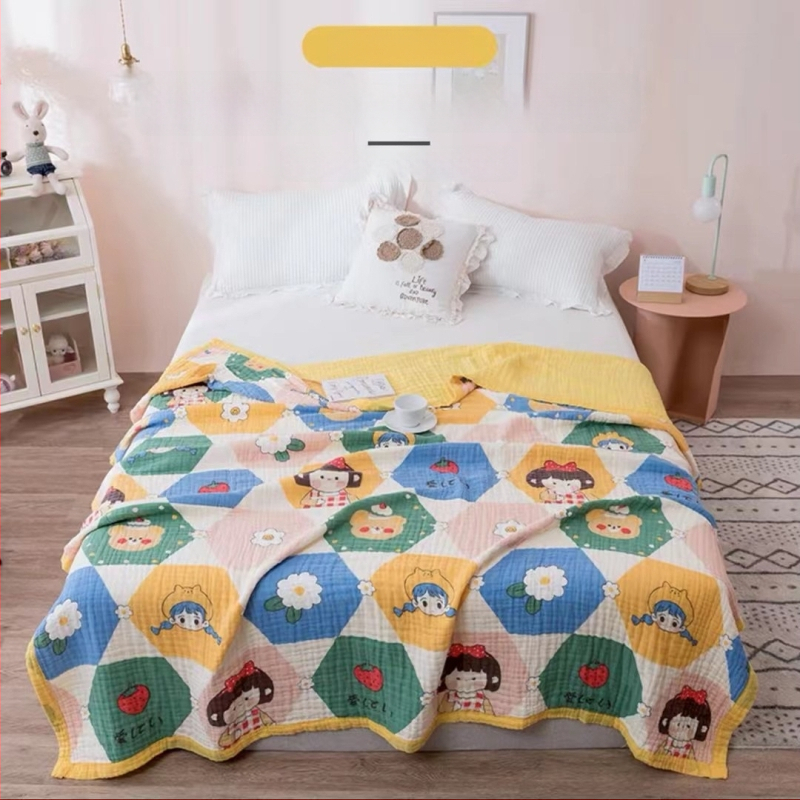 6 sluoksnių gaze kūdikių rankšluostis su spausdintu dizainu (40s siūlai, >500 g, Victoria Little Bee)