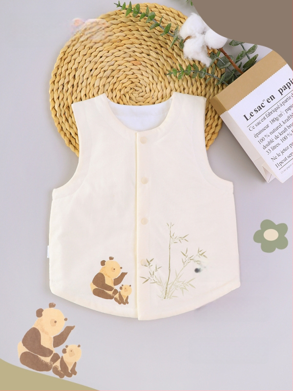 Laste vest – 100% puuvill, polüester täidis, polüester vooder, multika muster, ühe riviga kinnitusega