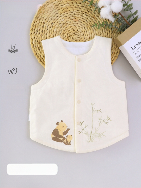 Laste vest – 100% puuvill, polüester täidis, polüester vooder, multika muster, ühe riviga kinnitusega