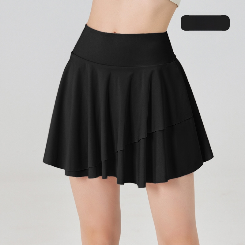 Lühike spordirõiva seelik - kõrge vöökoht; kiirelt kuivanud materjal; jäise tunde warp-knitted kangas; nailon 75% / spandeks 25%