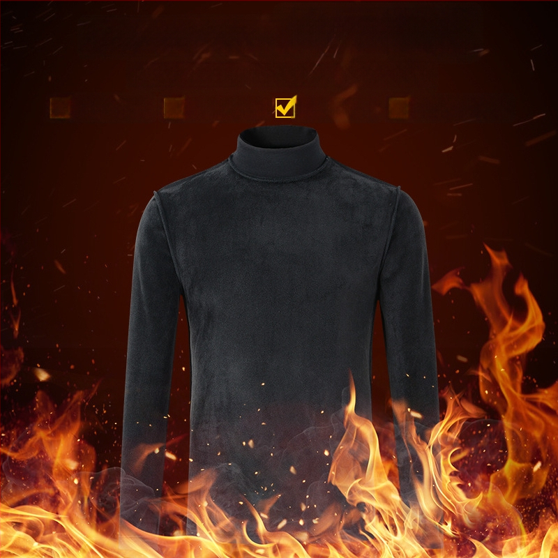 Vyriški ilgomis rankovėmis marškiniai su aukštu kaklu, Slim fit, poliesterio mišinys, 280 g, flisas pamušalas