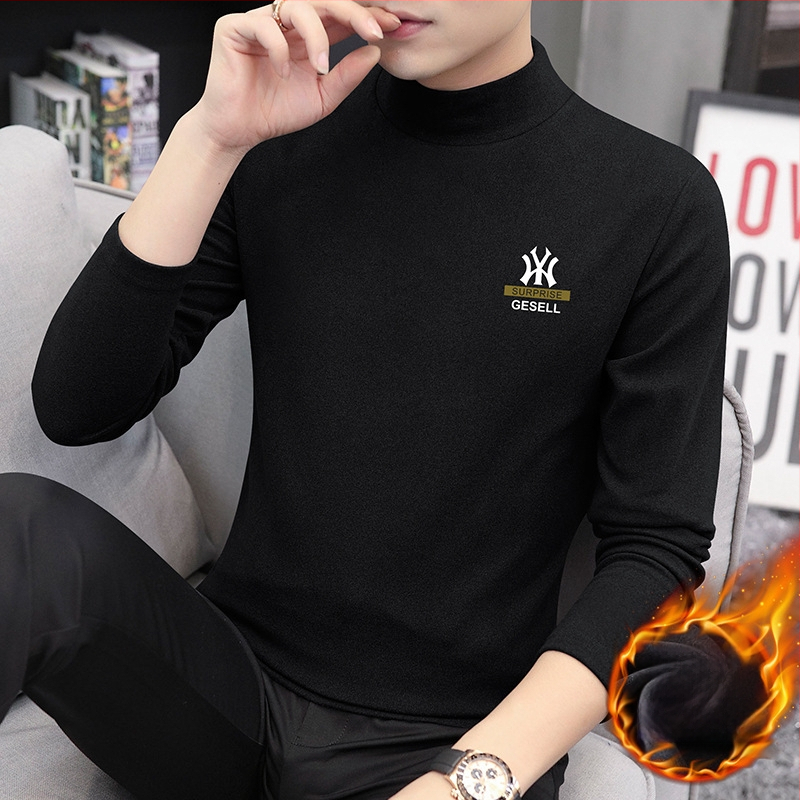 Vyriški ilgomis rankovėmis marškiniai su aukštu kaklu, Slim fit, poliesterio mišinys, 280 g, flisas pamušalas