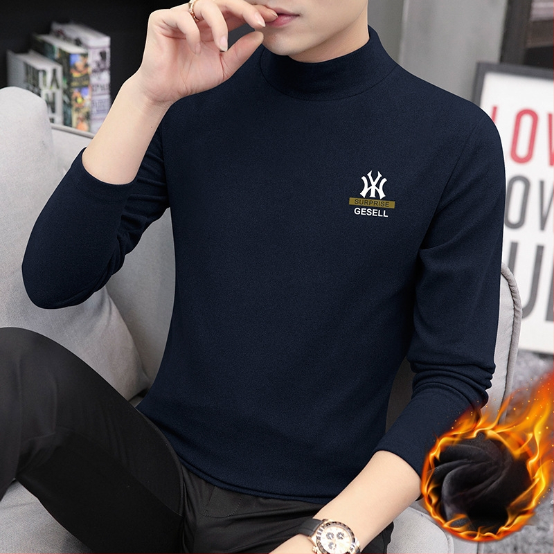 Vyriški ilgomis rankovėmis marškiniai su aukštu kaklu, Slim fit, poliesterio mišinys, 280 g, flisas pamušalas