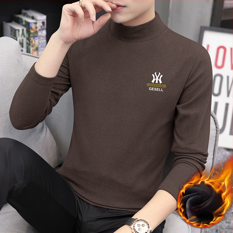 Vyriški ilgomis rankovėmis marškiniai su aukštu kaklu, Slim fit, poliesterio mišinys, 280 g, flisas pamušalas