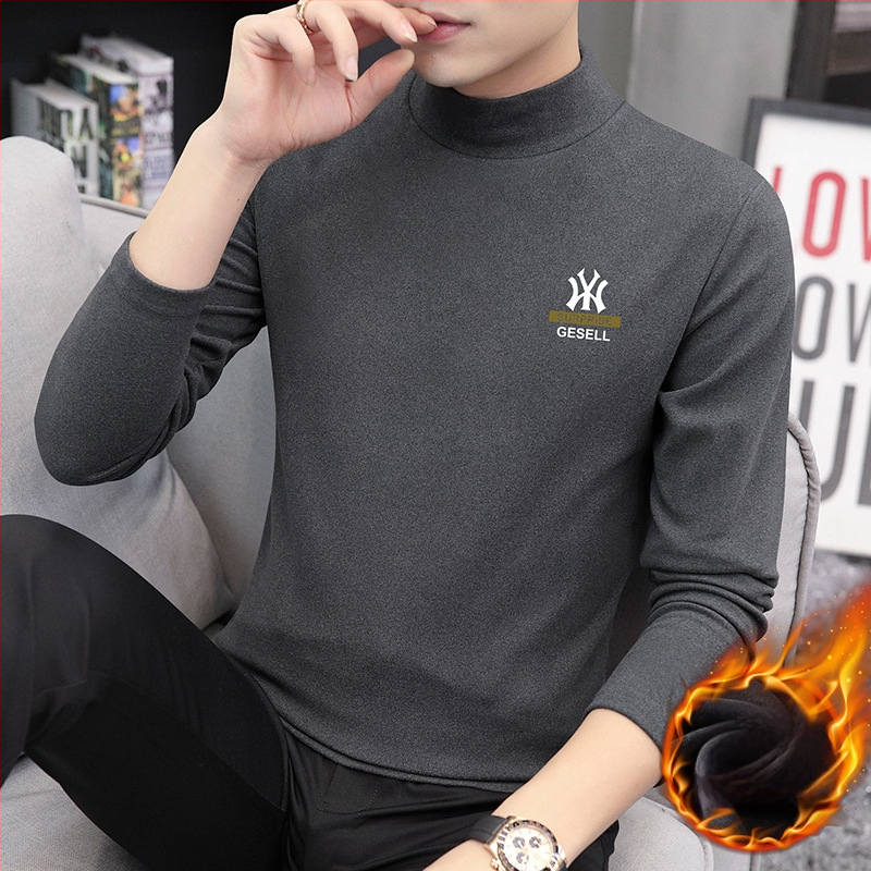 Vyriški ilgomis rankovėmis marškiniai su aukštu kaklu, Slim fit, poliesterio mišinys, 280 g, flisas pamušalas