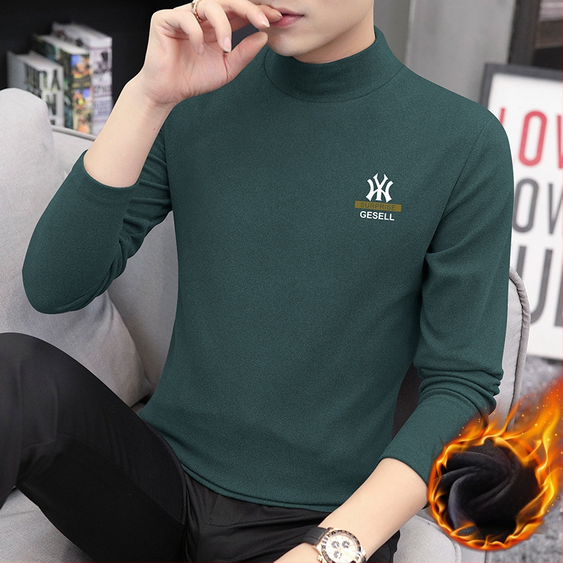 Vyriški ilgomis rankovėmis marškiniai su aukštu kaklu, Slim fit, poliesterio mišinys, 280 g, flisas pamušalas