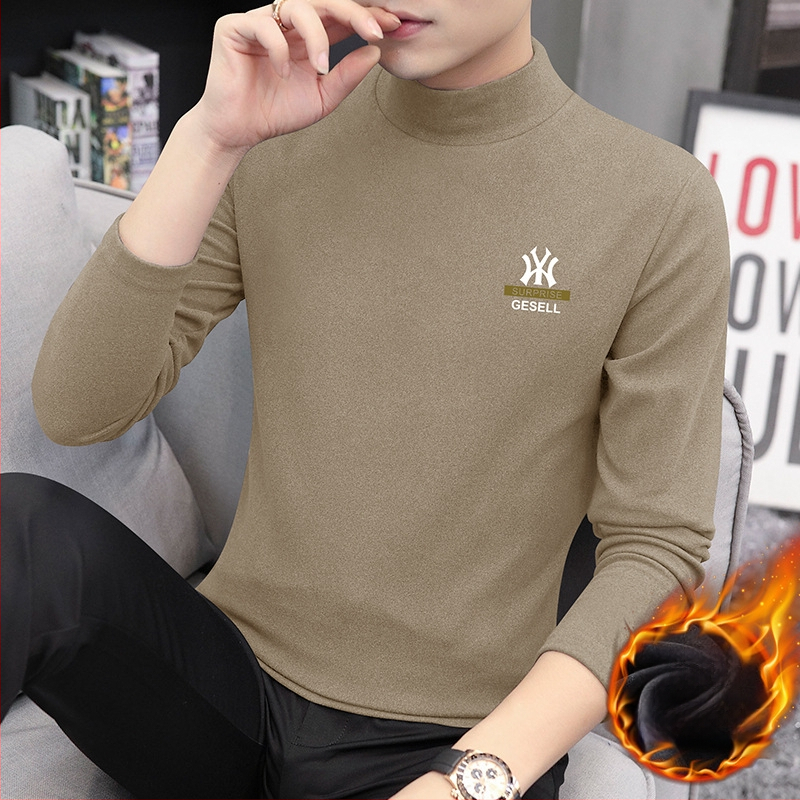 Vyriški ilgomis rankovėmis marškiniai su aukštu kaklu, Slim fit, poliesterio mišinys, 280 g, flisas pamušalas