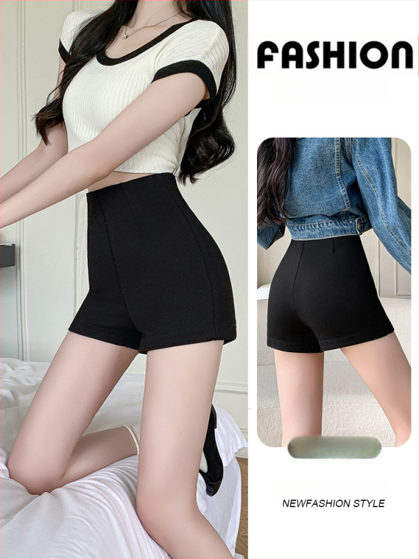 Moterų aukšto juosmens šortai, kasdieniai, poliesterio–elastano mišinys, viskozės audinys, didelis elastingumas