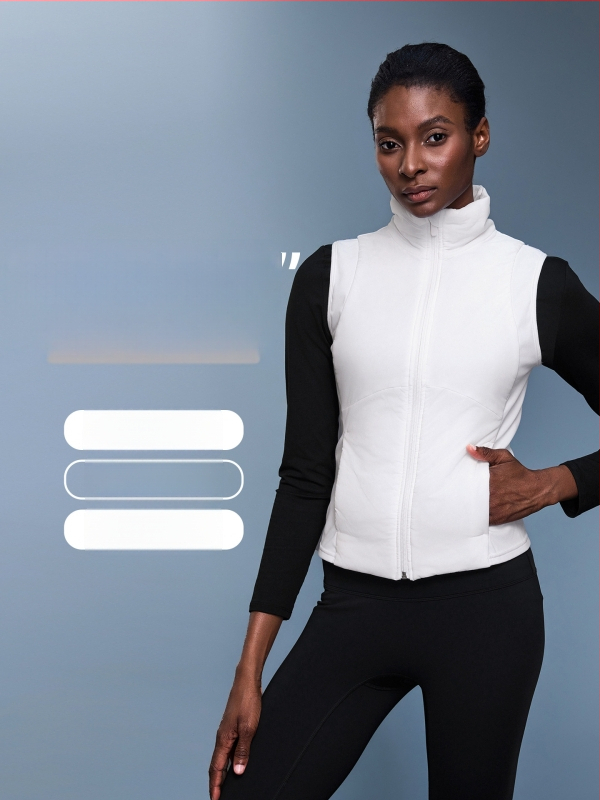 Moteriška liemenė su stovinčia apykakle, be gobtuvo, be pamušalo; audinys: medvilnės mišinys su 94% nailono