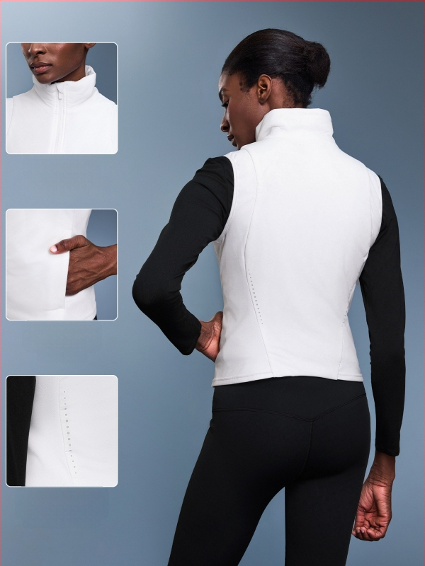 Moteriška liemenė su stovinčia apykakle, be gobtuvo, be pamušalo; audinys: medvilnės mišinys su 94% nailono