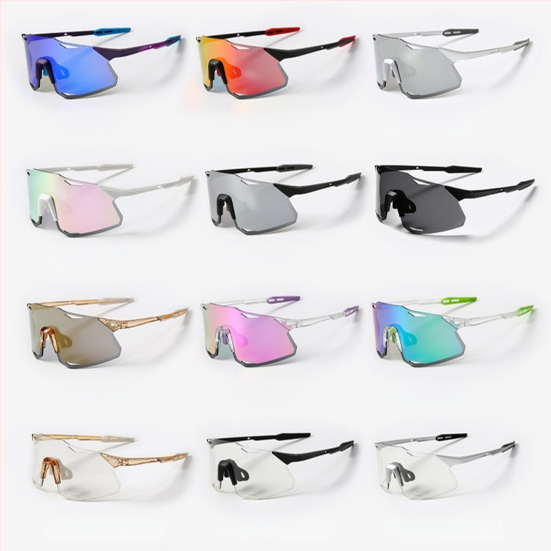 Dviračių akiniai UV400, vėju atsparūs, keičiančių spalvų lęšiai, suderinami su dioptriniais akiniais, reguliuojami nosies pagalvėlės (Modelis S5)