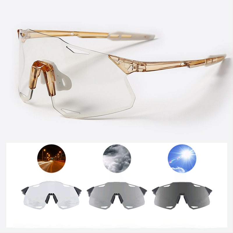 Dviračių akiniai UV400, vėju atsparūs, keičiančių spalvų lęšiai, suderinami su dioptriniais akiniais, reguliuojami nosies pagalvėlės (Modelis S5)