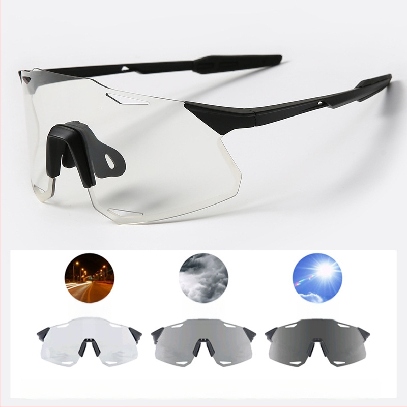 Dviračių akiniai UV400, vėju atsparūs, keičiančių spalvų lęšiai, suderinami su dioptriniais akiniais, reguliuojami nosies pagalvėlės (Modelis S5)