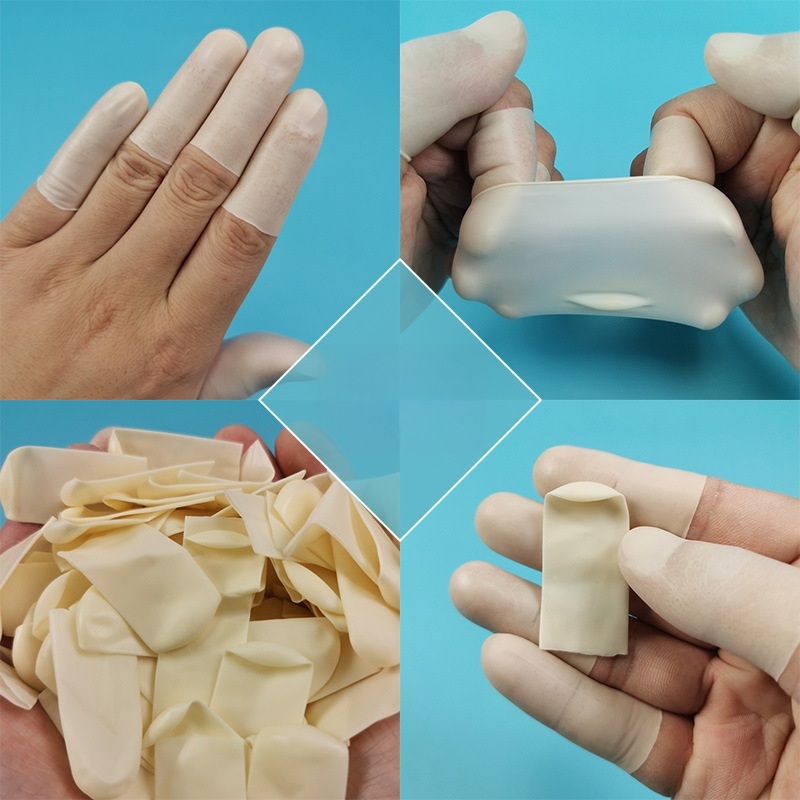 Vienkartiniai pirštų gaubteliai be halogenų iš latekso, antistatistiniai, pramoninei tiksliai elektronikai, SN prekės ženklas