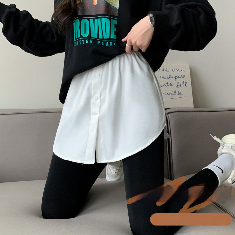 Naiste kihiline talvetrikoo lühikese A-kõvera seelikuga ülemine kiht | ühevärviline, polüester 90–95% + elastaan <30%, imitatsioon puuvill