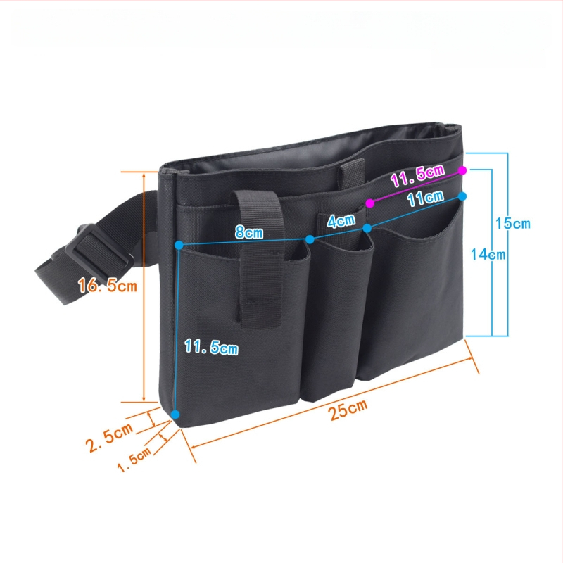 Juosmens saugyklos krepšys plaukų ir makiažo stilistams, modelis 1483-1, kubo formos, Oxford audinys, daugiafunkcinė, kelionėms