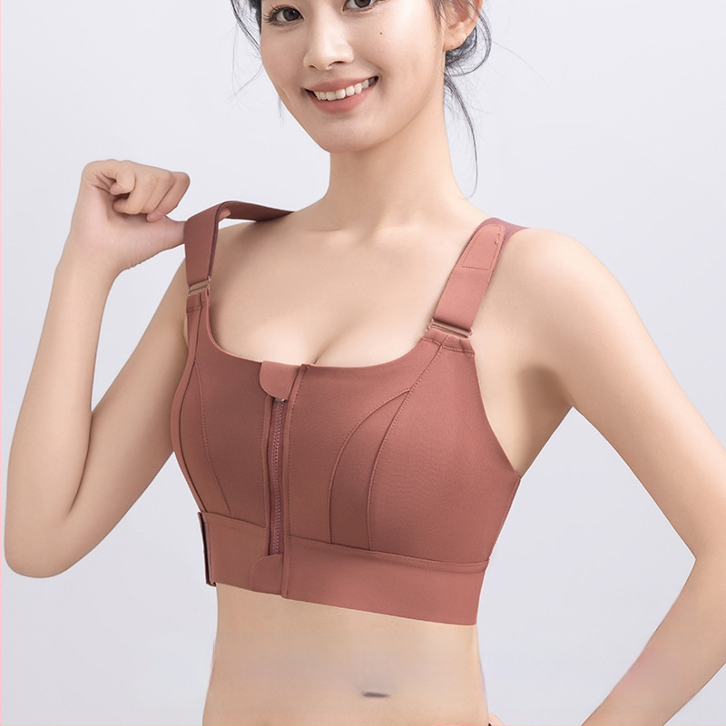 Naiste sportrinnahoidja Velcro eeslukuga ja tõmblukuga, selg avatud disain, vestisti stiili reguleeritav, kõrge mõju tugi, materjal polüester + elastaan (78%/22%), tihe lõige
