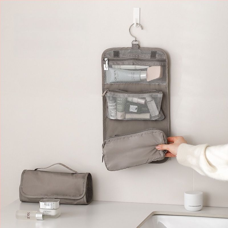 FaSoLa kelioninė kosmetikos ir higienos priemonių saugojimo krepšys – poliesteris, delninės stiliaus, kabinamas, pertvaromis, didelė talpa