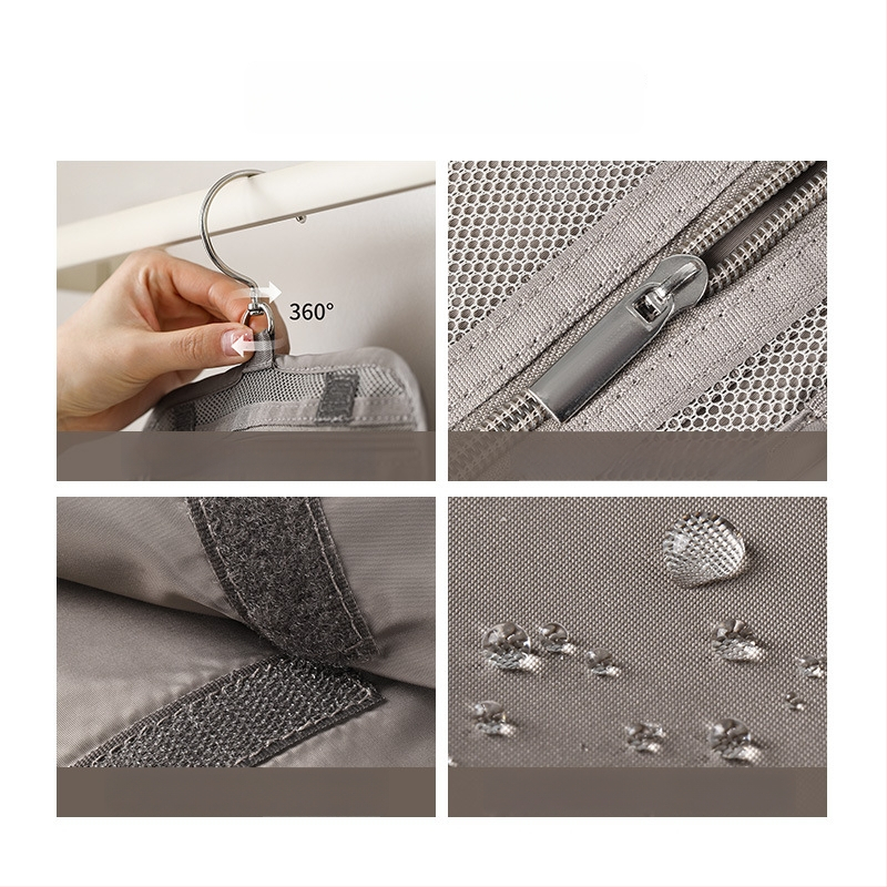 FaSoLa kelioninė kosmetikos ir higienos priemonių saugojimo krepšys – poliesteris, delninės stiliaus, kabinamas, pertvaromis, didelė talpa