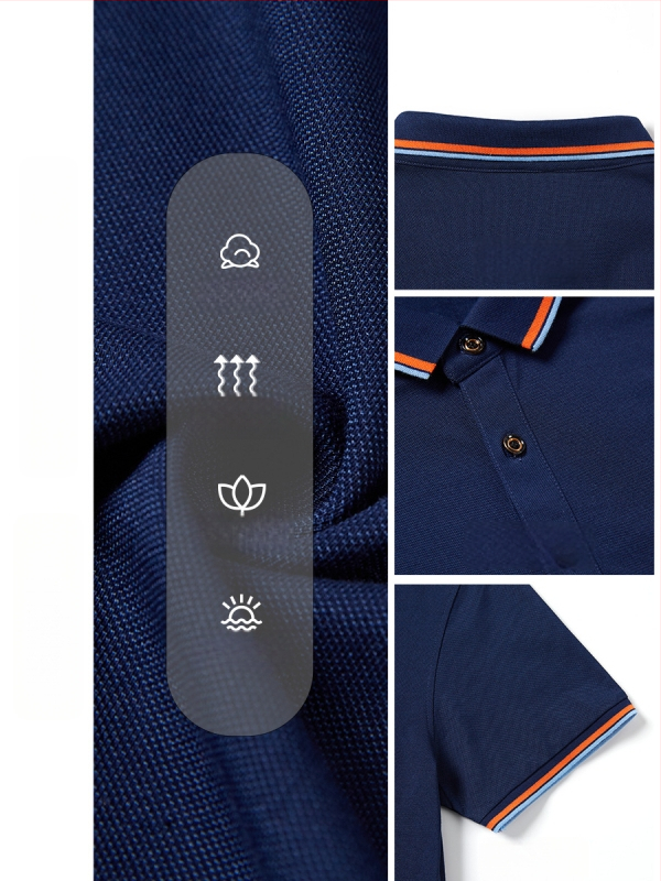 Polo marškiniai su pritaikytu išsiuvinėtu logotipu, korėniškojo versijos stilius, laisvas kirpimas, trumpomis rankovėmis, medvilnės audinys