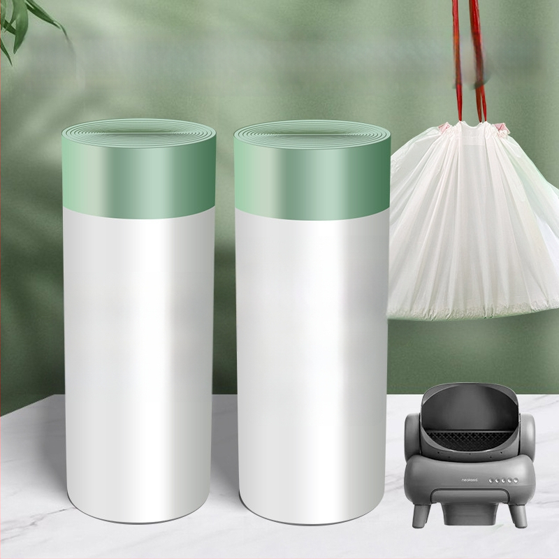 Išmanios katės tualeto atliekų maišas – sutirštintas PE, raišteliu užsegamas, tinkamas naminiams gyvūnėliams ir išmaniosioms dėžėms