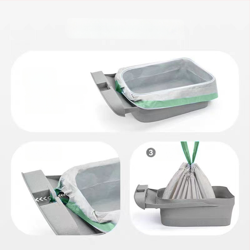 Išmanios katės tualeto atliekų maišas – sutirštintas PE, raišteliu užsegamas, tinkamas naminiams gyvūnėliams ir išmaniosioms dėžėms