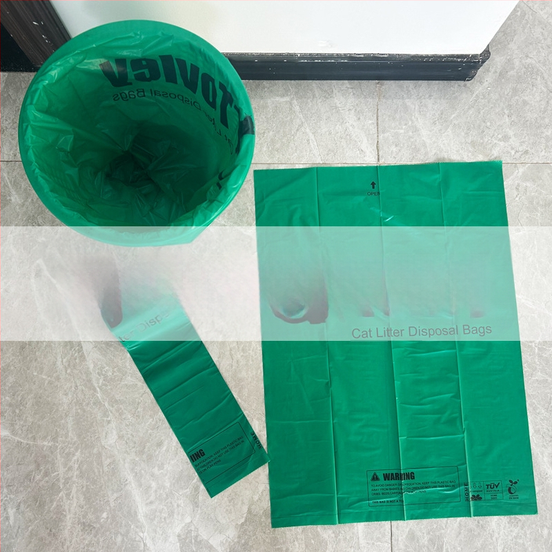 Biologiškai skaidūs augintinių išmatų maišeliai – ritinėliai, katėms ir šunims, plokščios atidarymo angos dizainas, įprasta storis