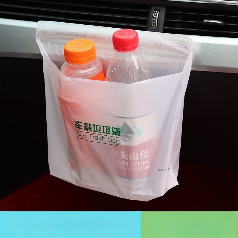 Autoprügikott kleepuv tüüp, PE materjal, ühekordsed, lame suu disain, auto sisemuses kasutamiseks