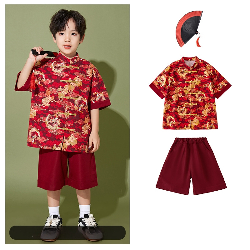 Vaikų scenos kostiumas kinų stiliaus, 100% poliesteris, visos sezonos, unisex, nuo 8 metų.