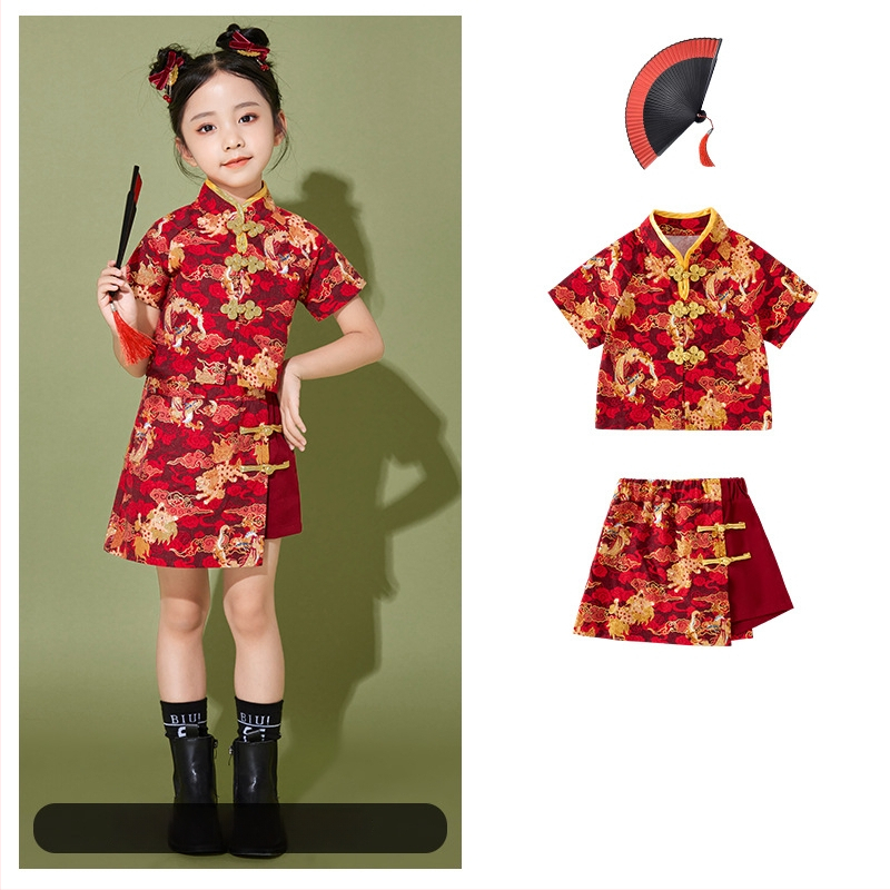 Vaikų scenos kostiumas kinų stiliaus, 100% poliesteris, visos sezonos, unisex, nuo 8 metų.