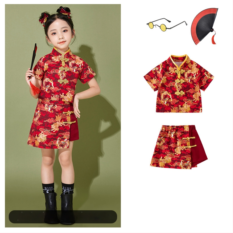 Vaikų scenos kostiumas kinų stiliaus, 100% poliesteris, visos sezonos, unisex, nuo 8 metų.